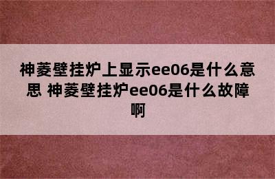 神菱壁挂炉上显示ee06是什么意思 神菱壁挂炉ee06是什么故障啊